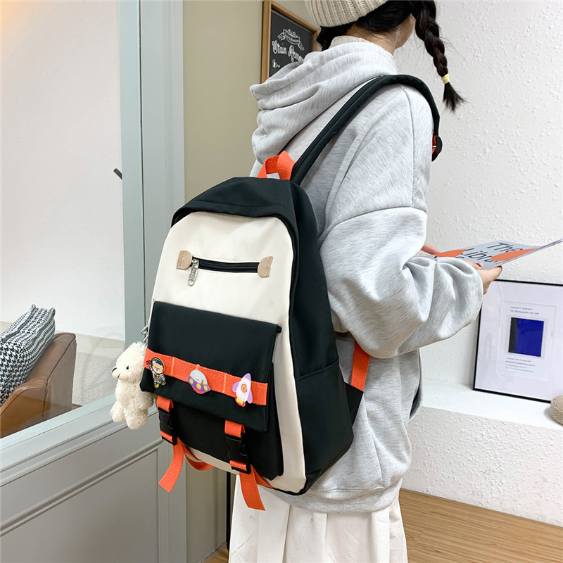 Versión coreana 2020 nuevo estilo crash color mochila de moda bolsa de viaje de gran capacidad fresco dulce nylon mochila de estudiante details Picture