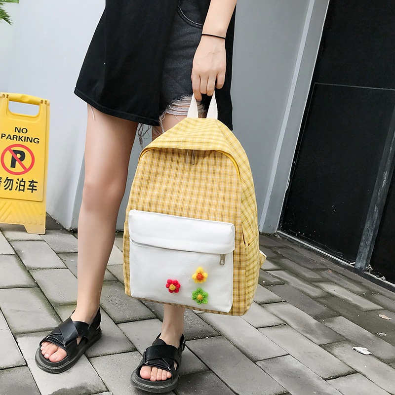 Mochila escolar para mujeres ins versión coreana para estudiantes universitarios de secundaria mochila campus soft girl vintage moda mochila al por mayor details Picture