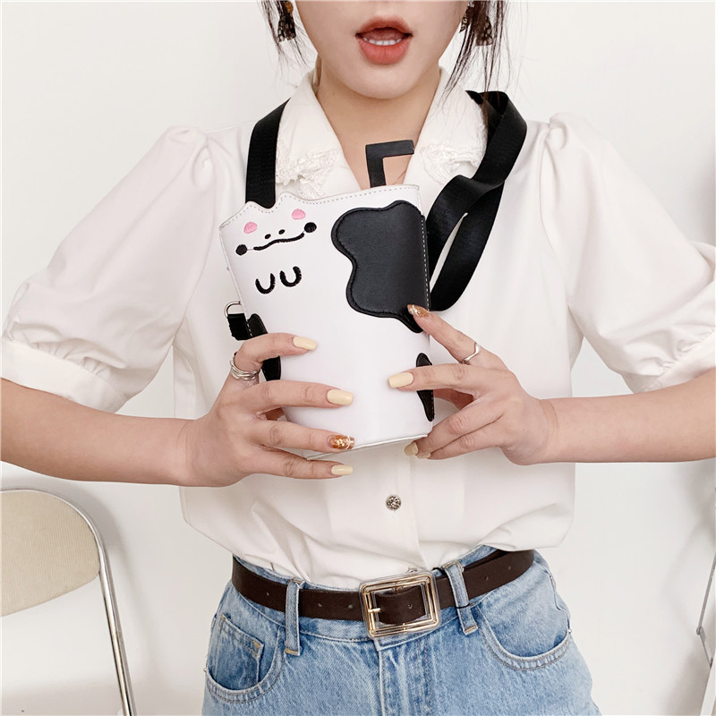 PU Cute bucket small bag for girls 2021 New style Japanese cartoon single-shoulder Instagram influencer girl crossbody straw bag details Picture
