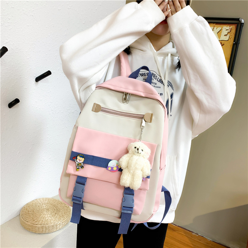 Versión coreana 2020 nuevo estilo crash color mochila de moda bolsa de viaje de gran capacidad fresco dulce nylon mochila de estudiante Specification image
