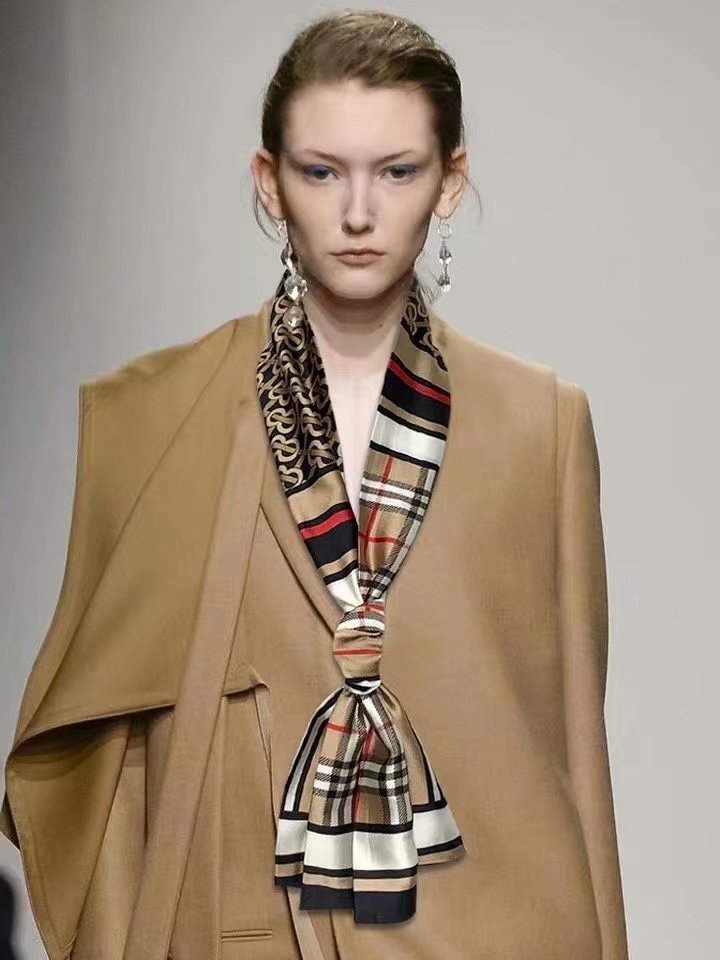 Satin double-layer neckerchief 14*145, ribbon silk scarf, scarf and bag towel, suitable for all seasons and versatile