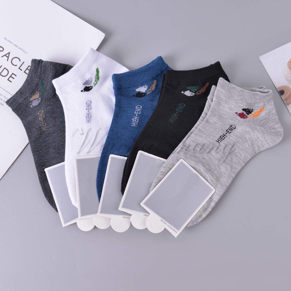 Polyester-cotton material men's summer thin shallow-mouthed boat socks, low-top, personalized sports short socks, versatile and trendy, available in multiple colors