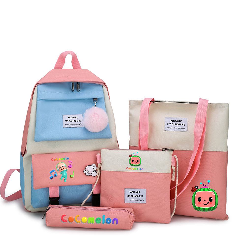 CoCoMelon JJ Little Boy four-piece bag Simple cartoon printed pen bag Shoulder bag bag combination thumbnail