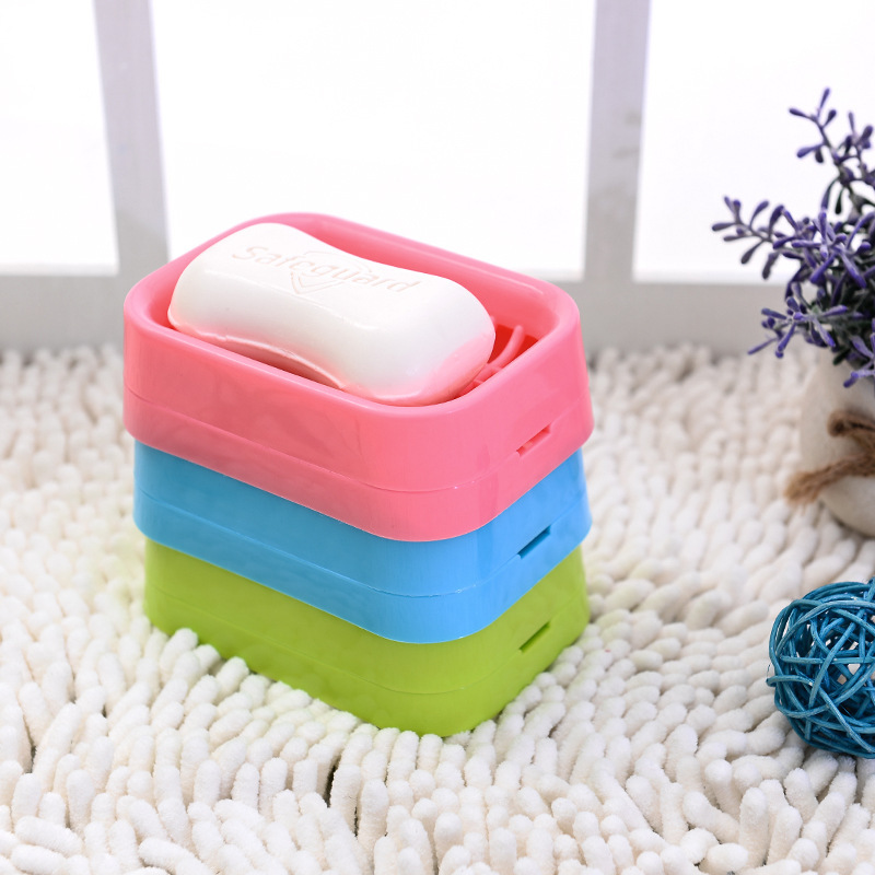 Soap box draining suction cup, wall-mounted creative European-style travel soap box stand, bathroom double-layer plastic soap box