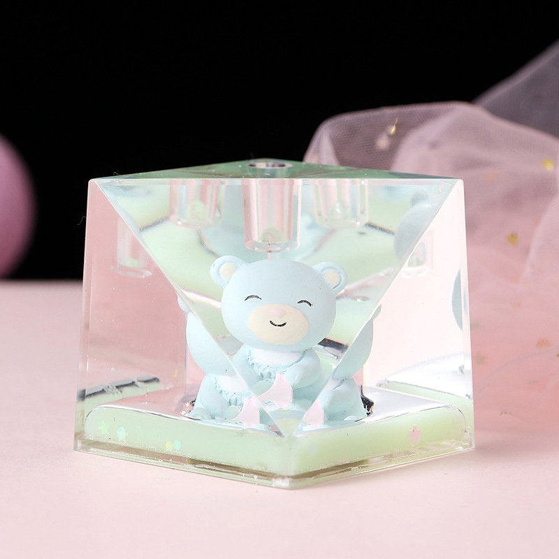 Creative cartoon diagonal oil droplet, jelly-colored polygonal hourglass with oil filling, student office desk decoration gift Specification drawing