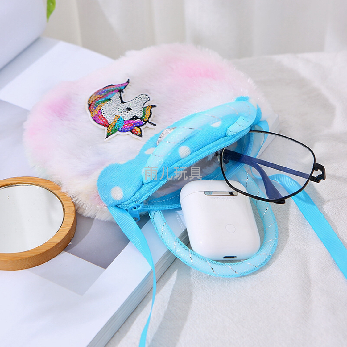 Bolsa de peluche mochila para niños bolsa de un hombro bolsa crossbody unicornio color pelo porta-bandolera bandolera de un hombro bolso Application Scenario