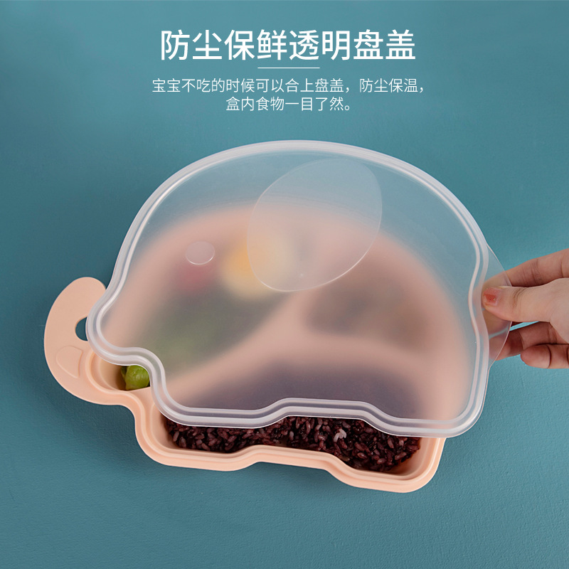 Children's cutlery anti hot anti fall separated box elephant cute ins lunchbox PP children's lunchbox cutlery with cover thumbnail