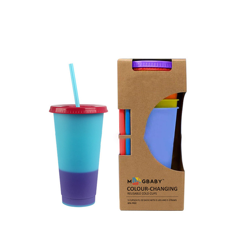 The manufacturer's color-changing straw cup features a color-changing pp temperature-sensing plastic cup and is a portable straw cup that can change color between hot and cold Specification drawing