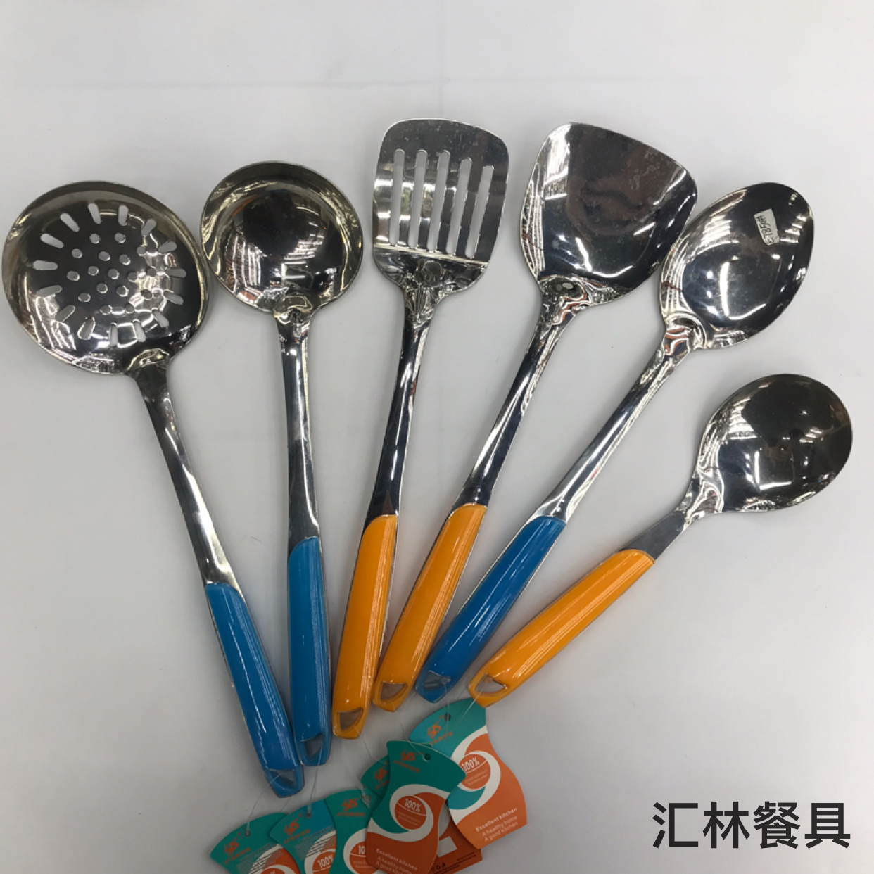 201不锈钢厨具彩虹粥漏勺炒铲平铲漏长舌勺短饭勺可定制logo