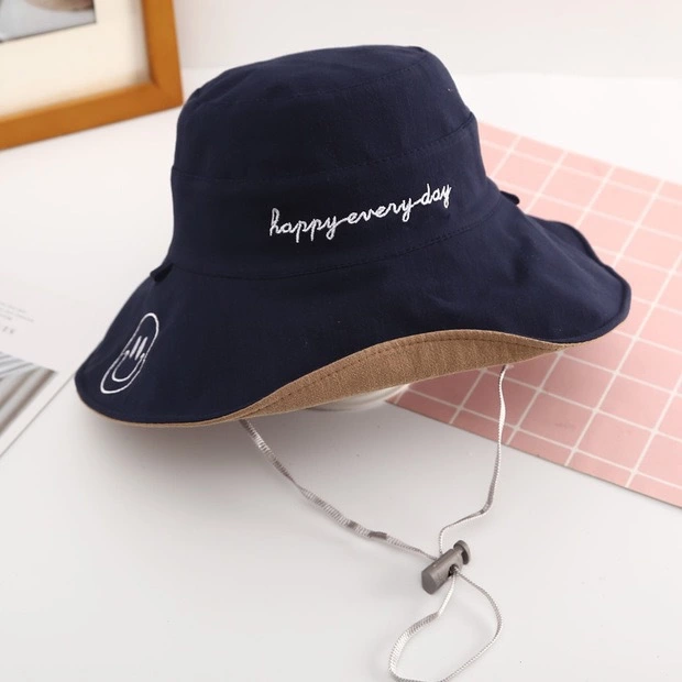 Smiling fisherman's hat for women in summer, Korean style, trendy Japanese style, autumn, double-sided sunshade, sun protection and UV protection hat, wide-brimmed basin hat Specification drawing