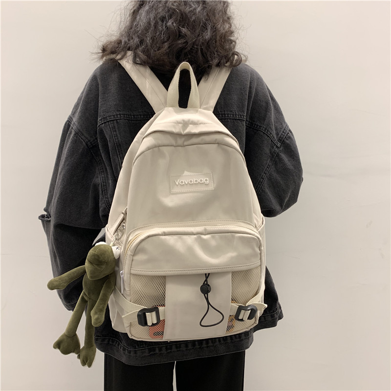 Mochila escolar femenino versión coreana escuela media harajuku ulzzang estudiante de secundaria estudiante de secundaria joven simple mochila versátil mochila de viento ins
