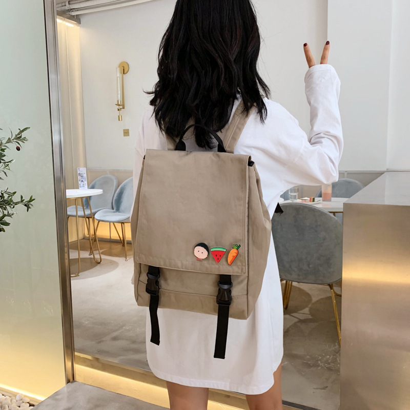Japanese version of vintage feel girl bag female backpack College student Korea Mori College wind canvas ins tide backpack