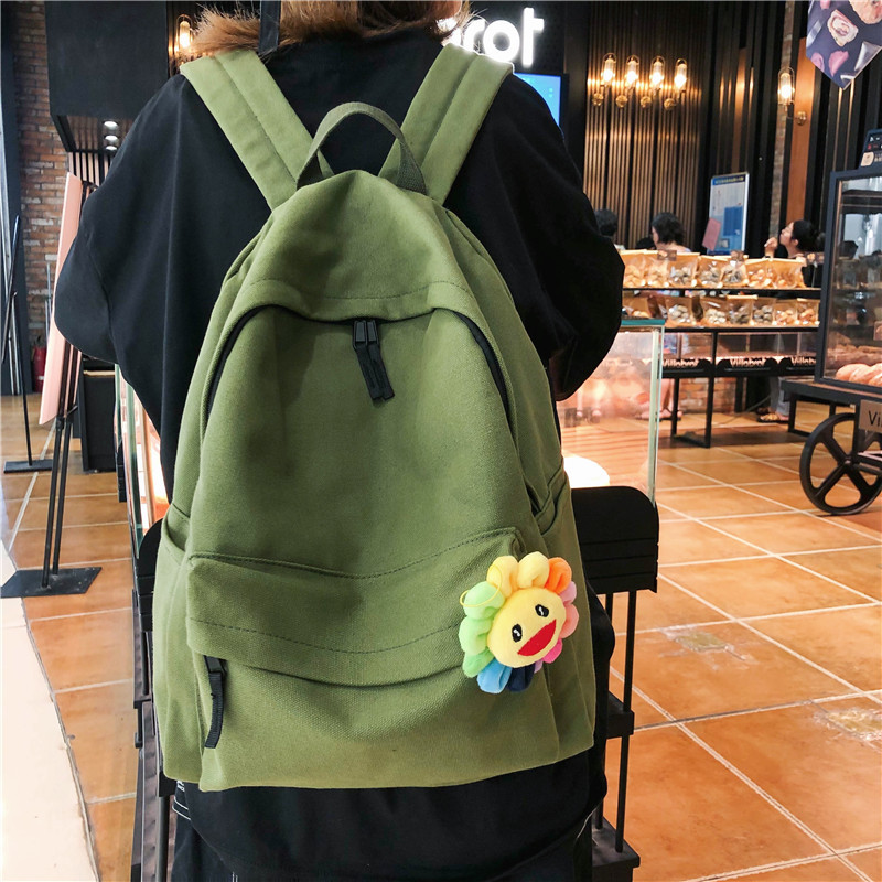Mochila escolar para mujeres versión coreana harajuku ulzzang mochila universitaria de escuela secundaria vintage lona versátil mochila de viento ins Specification image