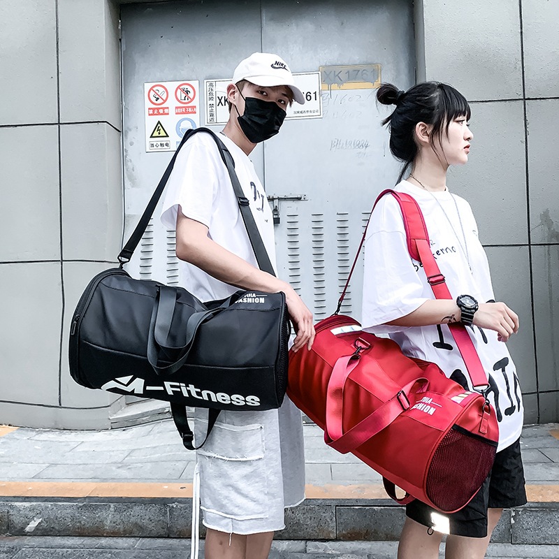 Three multifunctional travel bag portable sports fitness bag large capacity short-distance cylinder duffel bag backpack tide