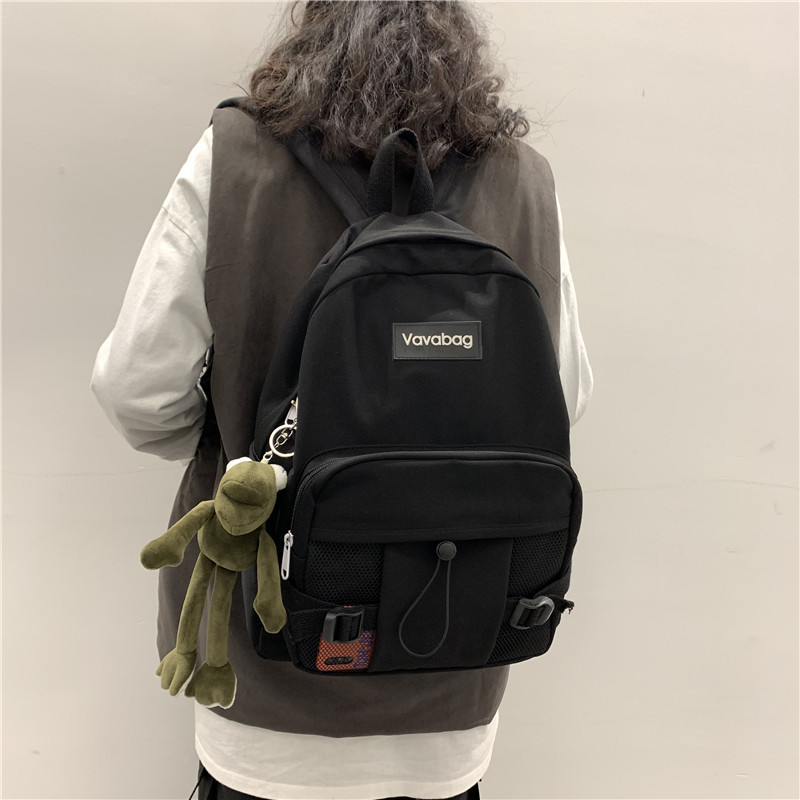 Mochila escolar femenino versión coreana escuela media harajuku ulzzang estudiante de secundaria estudiante de secundaria joven simple mochila versátil mochila de viento ins details Picture