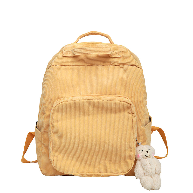 Ins-style schoolbag for girls, Korean college student backpack, high school forest-themed vintage feel, corduroy versatile and simple backpack Item Picture