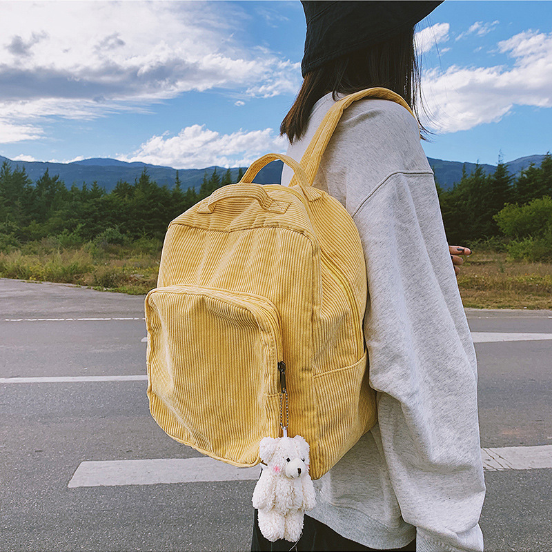 Ins-style schoolbag for girls, Korean college student backpack, high school forest-themed vintage feel, corduroy versatile and simple backpack Application Scenario