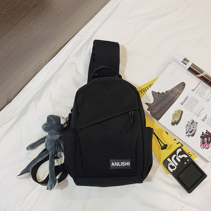 胸包潮牌韩版ins胸包潮流休闲工装男挎包运动帆布斜挎包单肩包女