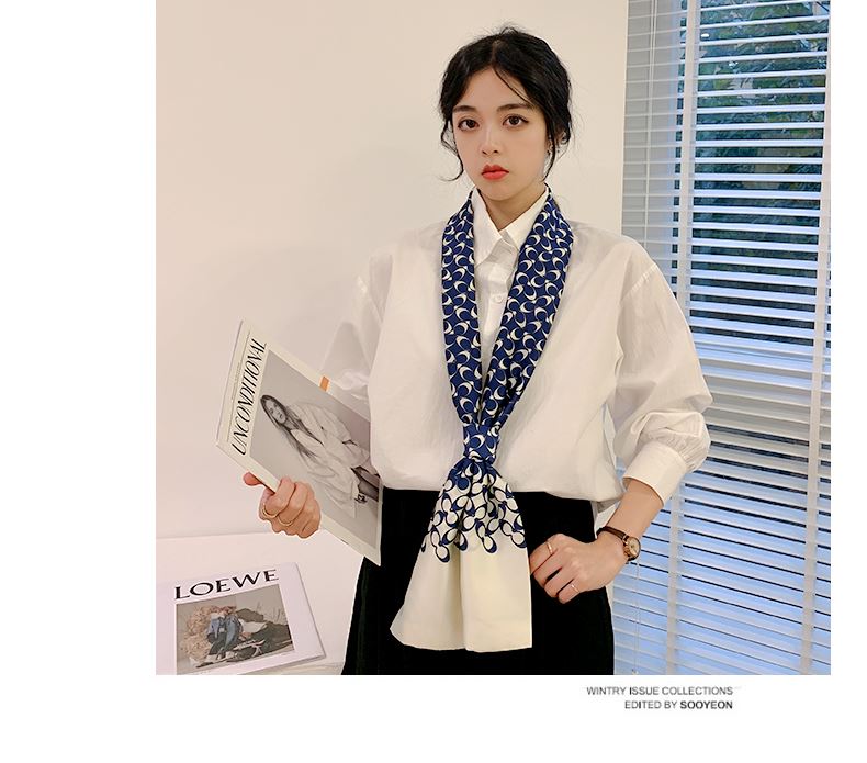 Double-layer scarf, 14*145 waist belt, hair band, silk feel, simple silk scarf, suitable for spring, summer and autumn Item Picture
