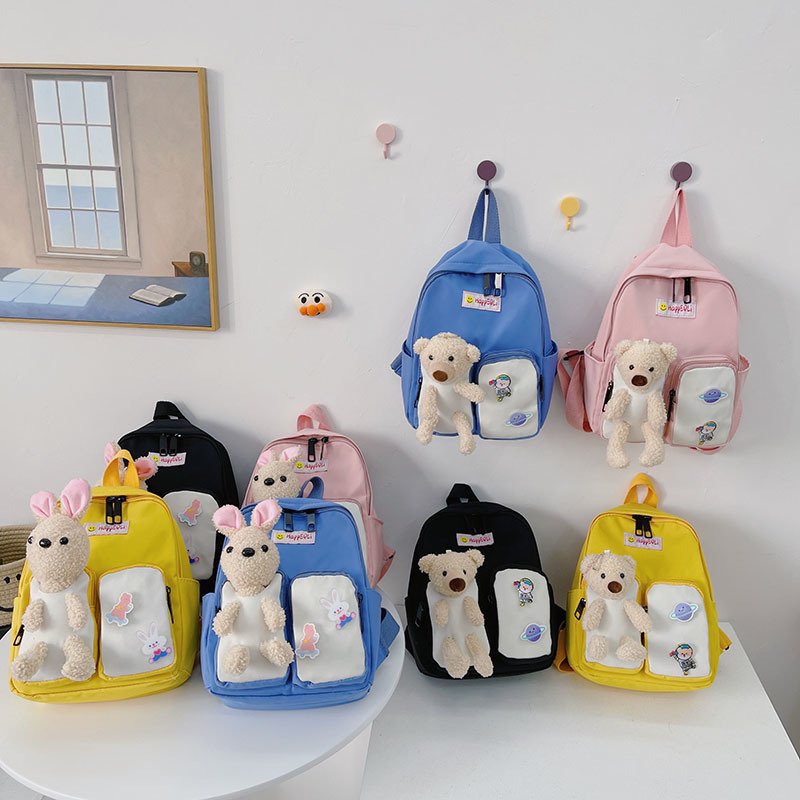 2021 Summer New Children's bag, plush toy accessories, backpack, Oxford cloth, kindergarten kids' schoolbag