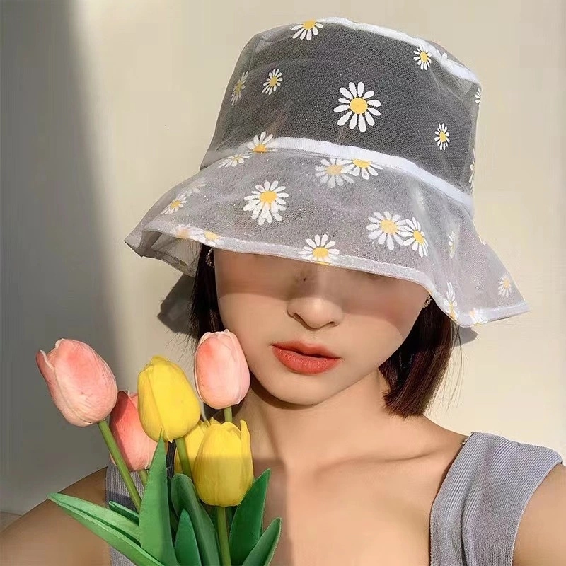 New mesh fisherman hat for women, summer and autumn, fresh and breathable, thin Daisy sun hat, sunshade basin hat details Picture