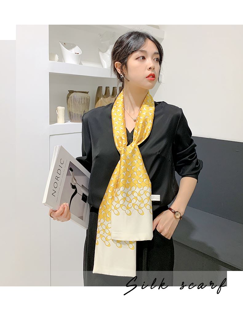 Double-layer scarf, 14*145 waist belt, hair band, silk feel, simple silk scarf, suitable for spring, summer and autumn Application Scenario