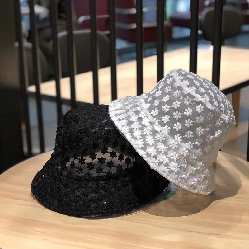 A breathable basin hat for women's autumn outing in Dongdaemun, Instagram, featuring a large floral lace hat with a Korean-style hollowed-out fisherman's hat Item Picture