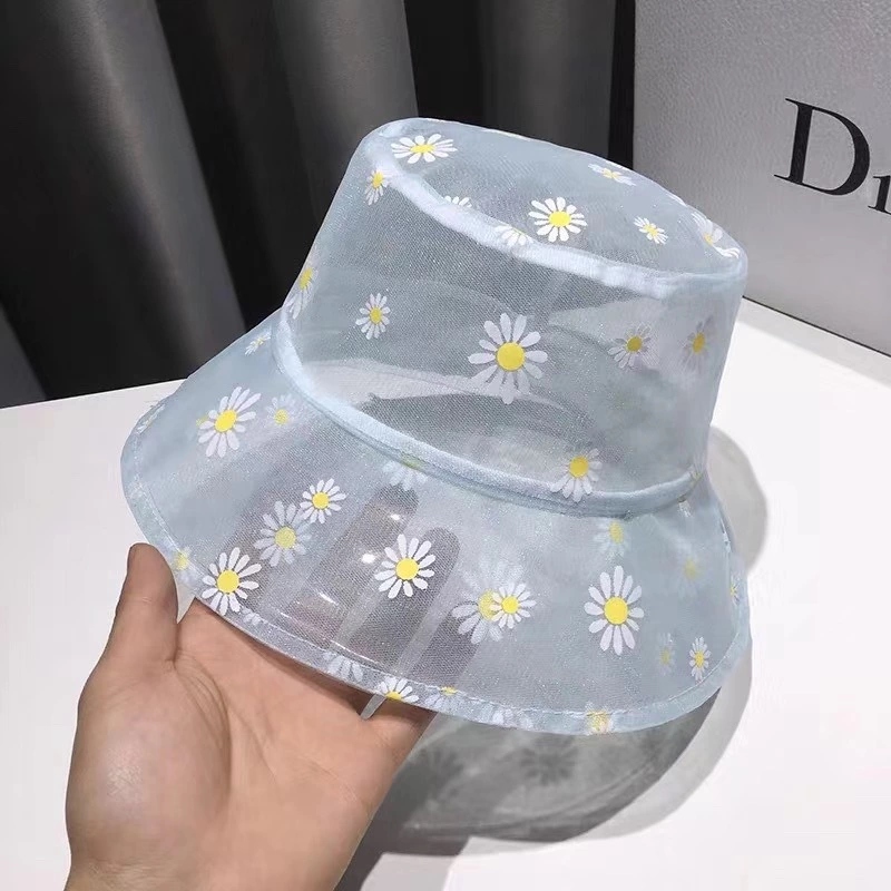 New mesh fisherman hat for women, summer and autumn, fresh and breathable, thin Daisy sun hat, sunshade basin hat Item Picture