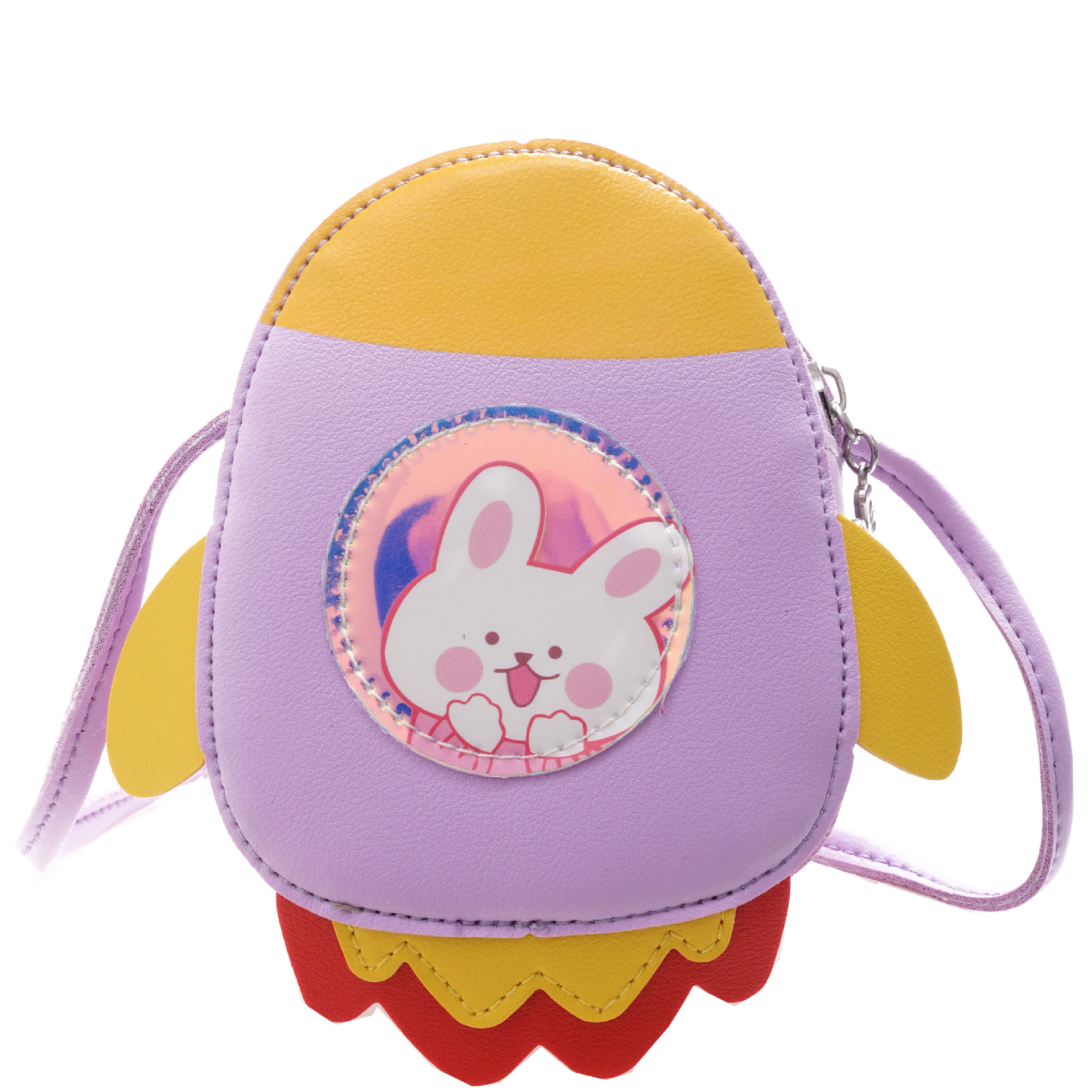 2021 Summer New Children's bag, candy-colored PU single-shoulder small bag, cartoon little rocket, girls' crossbody accessories, coin purse Item Picture