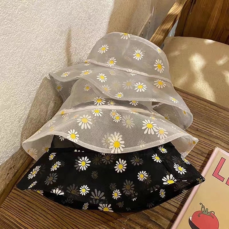 New mesh fisherman hat for women, summer and autumn, fresh and breathable, thin Daisy sun hat, sunshade basin hat Specification drawing