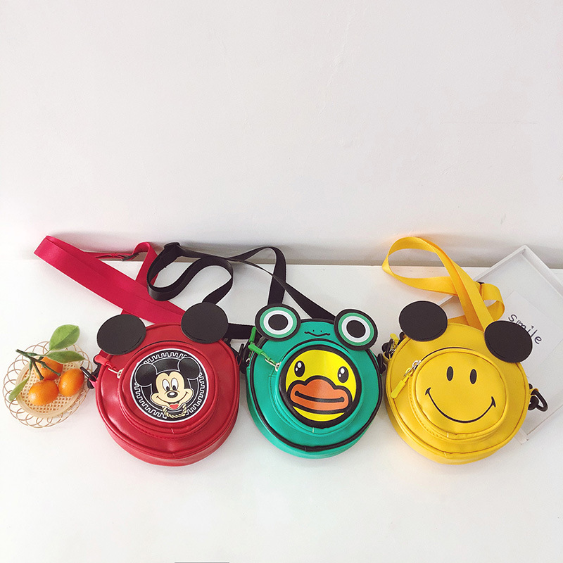 2021夏季新款儿童包卡通PU小动物单肩斜挎小圆包男女童宝宝配饰包