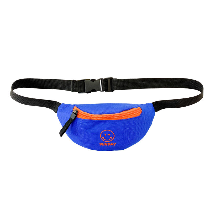 Customized 2021 summer new children's bags, Oxford fabric smiley face, cute crossbody bags for boys and girls, fashionable baby waist bags Item Picture