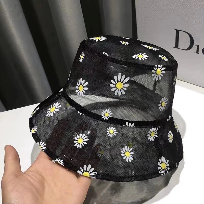 New mesh fisherman hat for women, summer and autumn, fresh and breathable, thin Daisy sun hat, sunshade basin hat full figure