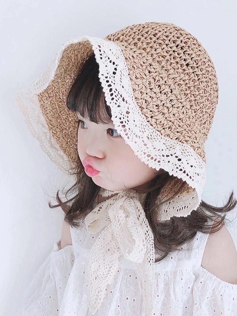Summer Korean-style hats, women's fashion princess lace, beach sunshade and sun protection, girls' sun hats, parent-child straw hats Application Scenario