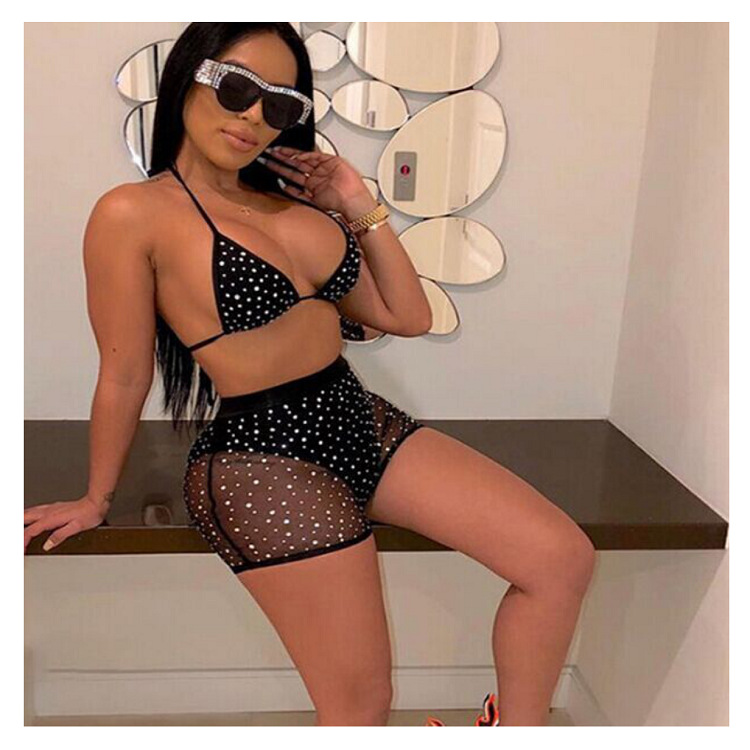 欧美爆款情趣内衣三点式比基尼性感蕾丝睡衣诱惑套装亚马逊代发