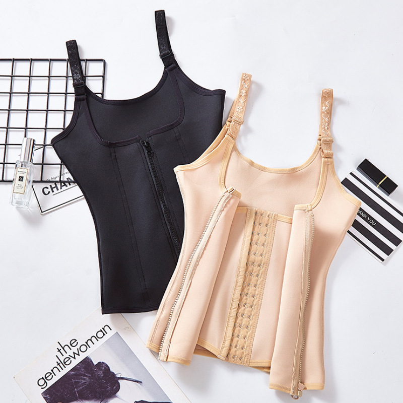 塑身上衣收腹背心产后大码加厚美体束腰带拉链加排扣塑形衣