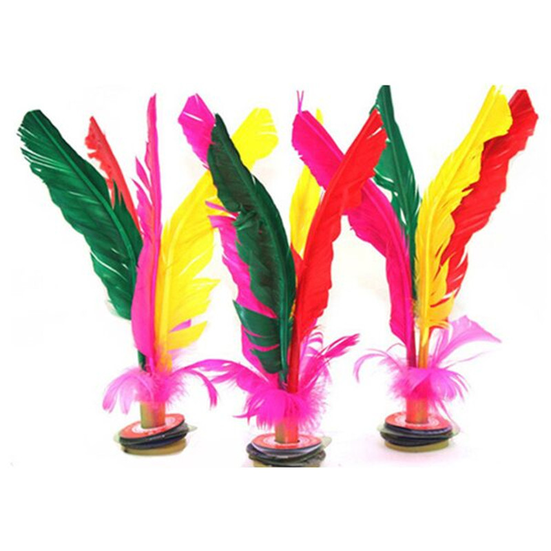 批发两元运动用品 比赛毽子  彩色鸡毛毽子 21公分