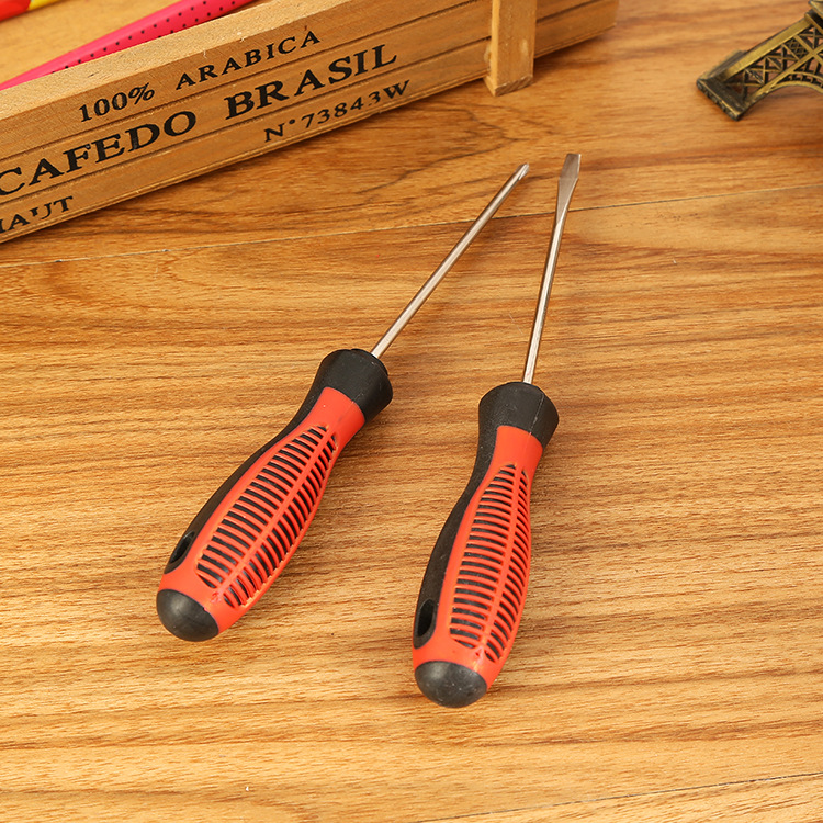 Factory direct sales two-yuan store: Two super value rubber-coated gourd-handle flat-head cross screwdrivers, double blister blister set details Picture