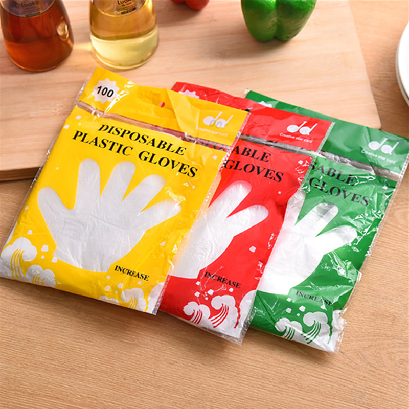 Catering disposable gloves 50 sets of transparent thick beauty housekeeping cleaning gloves