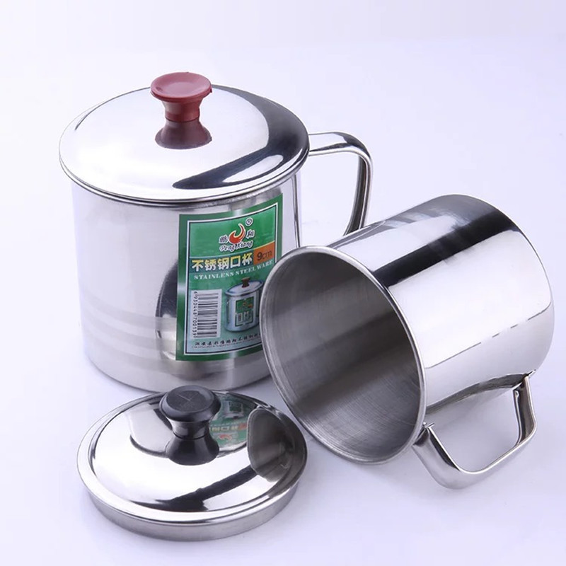 05 Thickened stainless steel No. 9 mouth cup, 410 magnetic small tea VAT, kindergarten children's water cup with handle, cheap and with lid details Picture