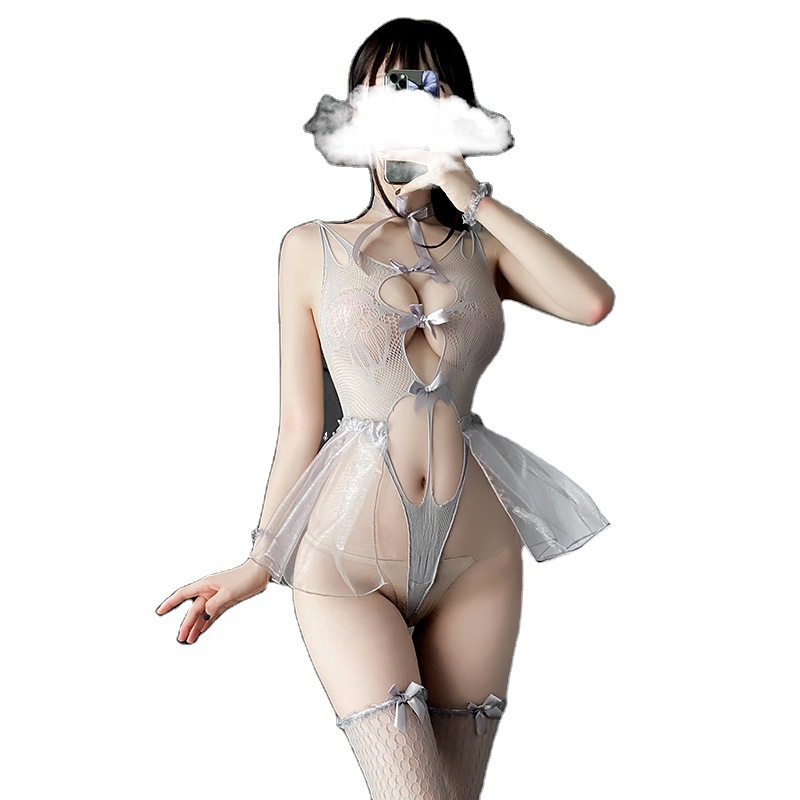 Manyan Erotic Uniform, Sexy Cut-out soft gauze halter Jumpsuit, Fairy puffy Skirt Uniform Set TNY9756 Item Picture