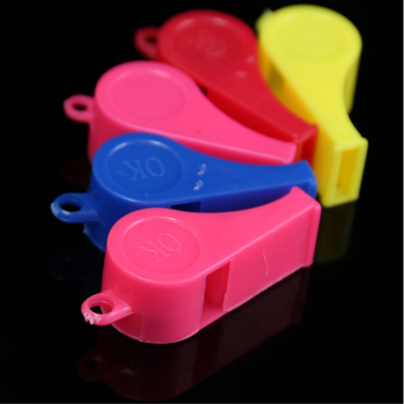 Sports goods, plastic whistles, children's toys, colorful cheering and encouragement, referee ok whistles. Good supply at the two-yuan store Specification drawing