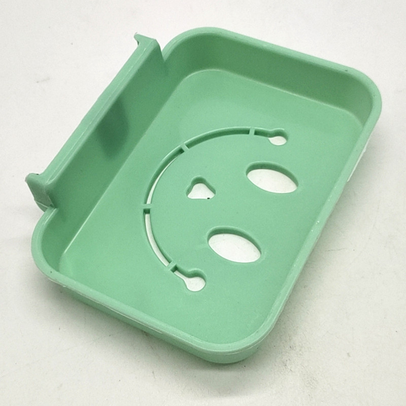 Sunshine Department Store's seamless hollowed-out soap box, water-draining, non-perforating wall-mounted smiling face soap box + cleaning brush wholesale details Picture