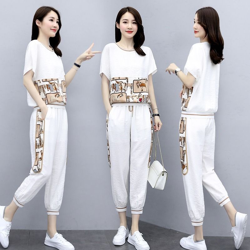 2021时尚运动套装夏装气质洋气女神范衣服夏天显瘦宽松两件套显瘦