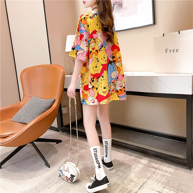 Summer new mid-length short-sleeved T-shirt, trendy cartoon loose plus-size top for women wholesale Item Picture