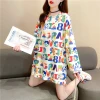 New women's long-sleeved T-shirt, loose mid-length, plus-size women's T-shirt, printed top, one-piece delivery for female students Application Scenario