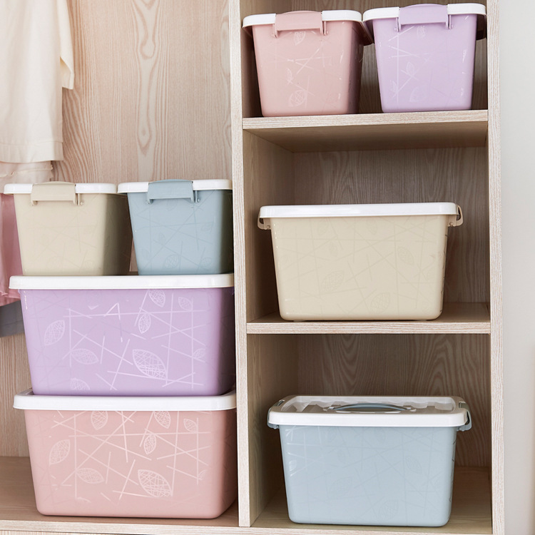 大号带盖塑料收纳箱 家居玩具杂物储物箱手提镂空整理箱 收纳盒