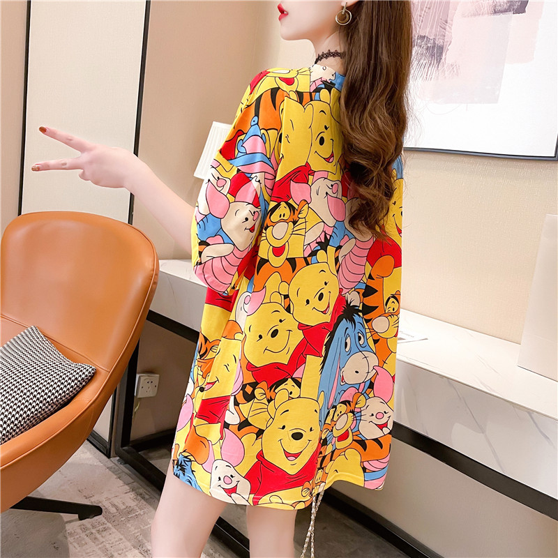 Summer new mid-length short-sleeved T-shirt, trendy cartoon loose plus-size top for women wholesale Application Scenario