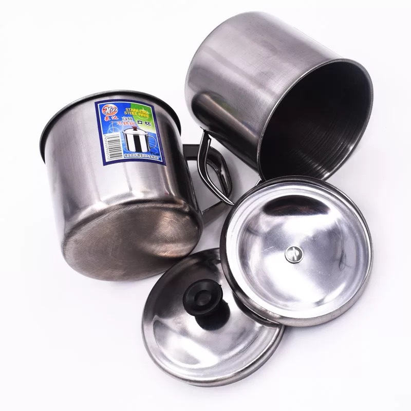 05 Thickened stainless steel No. 9 mouth cup, 410 magnetic small tea VAT, kindergarten children's water cup with handle, cheap and with lid Item Picture