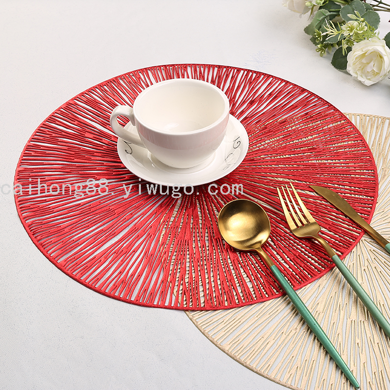 Wholesale of creative PVC placemats with circular hollowed-out explosion patterns, no-wash and oil-resistant coffee coasters, and Chinese and Western placemats full figure
